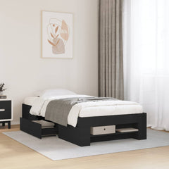 Bed Frame without Mattress 90x190 cm Engineered Wood Black