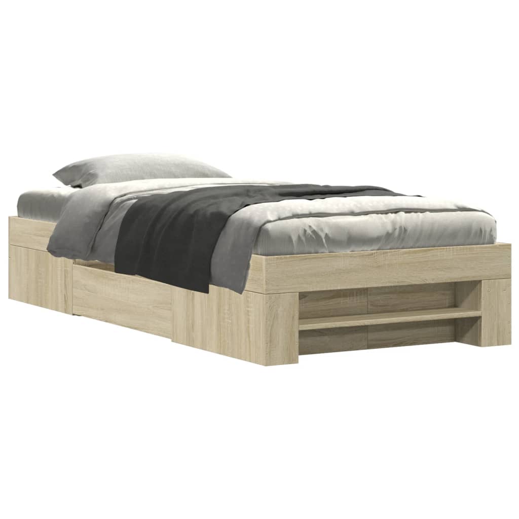 Bed Frame without Mattress 90x190 cm Engineered Wood Sonoma oak