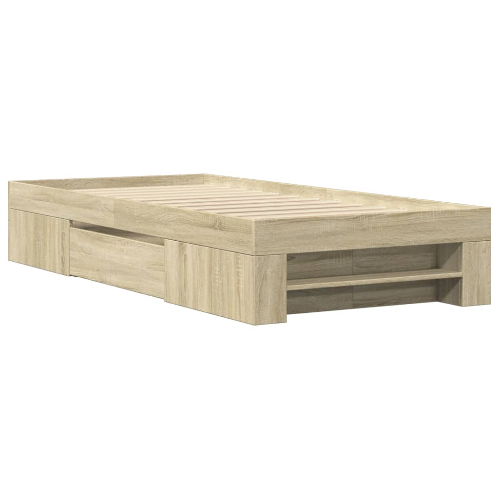 Bed Frame without Mattress 90x190 cm Engineered Wood Sonoma oak
