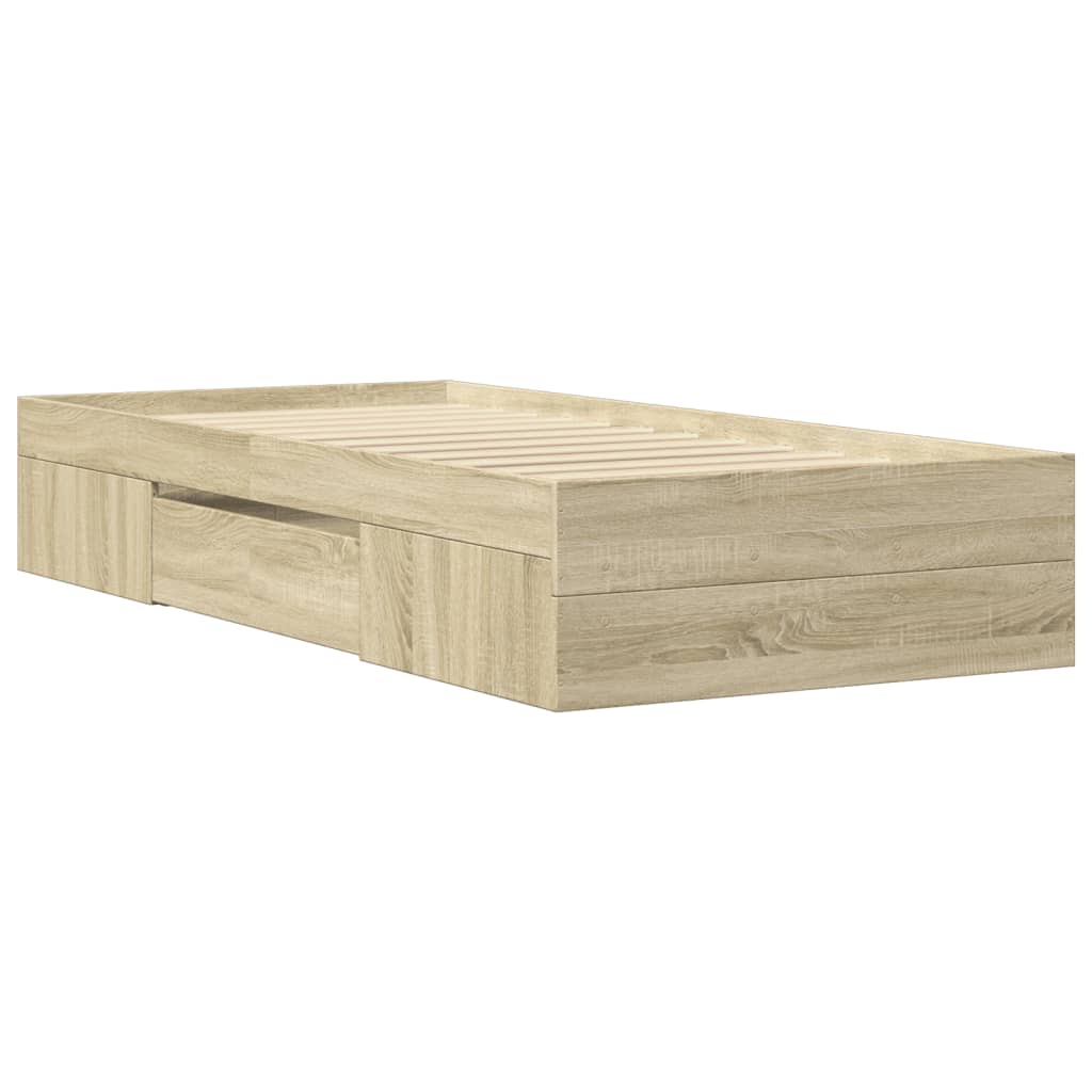 Bed Frame without Mattress 90x190 cm Engineered Wood Sonoma oak