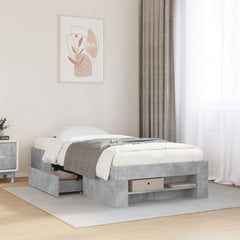 Bed Frame without Mattress 90x190 cm Engineered Wood Concrete grey