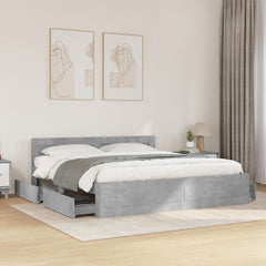 Bed Frame with Headboard Concrete Grey 200 x 200 cm