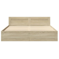 Bed Frame with Headboard without Mattress Sonoma Oak 180 x 200 cm