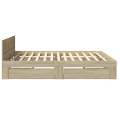 Bed Frame with Headboard without Mattress Sonoma Oak 180 x 200 cm