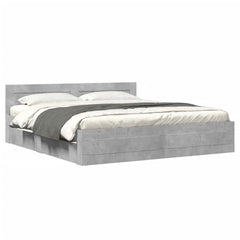 Bed Frame with Headboard Concrete Grey 180 x 200 cm