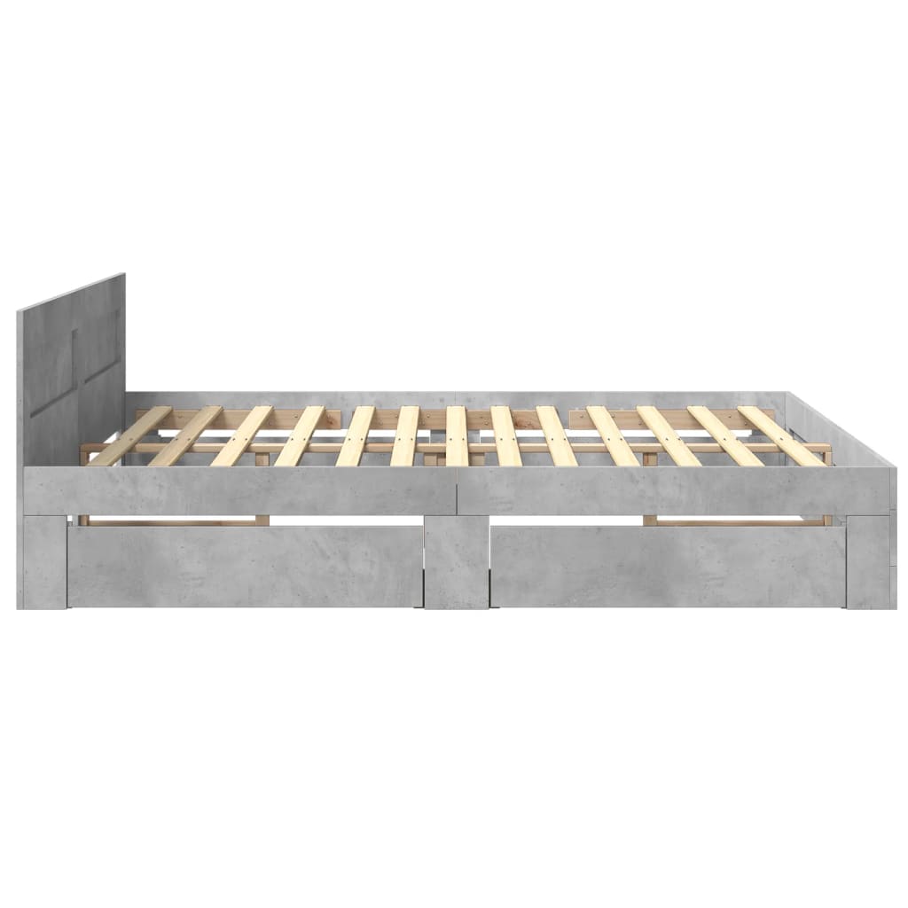 Bed Frame with Headboard Concrete Grey 180 x 200 cm