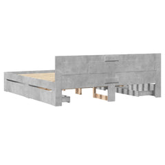 Bed Frame with Headboard Concrete Grey 180 x 200 cm