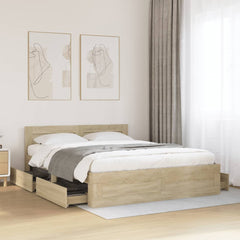 Bed Frame with Headboard without Mattress Sonoma Oak 150 x 200 cm