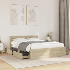 Bed Frame with Headboard without Mattress Sonoma Oak 140 x 200 cm