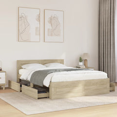 Bed Frame Headboard without Mattress Sonoma Oak