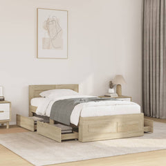 Bed Frame with Headboard without Mattress Sonoma Oak 75 x 190 cm
