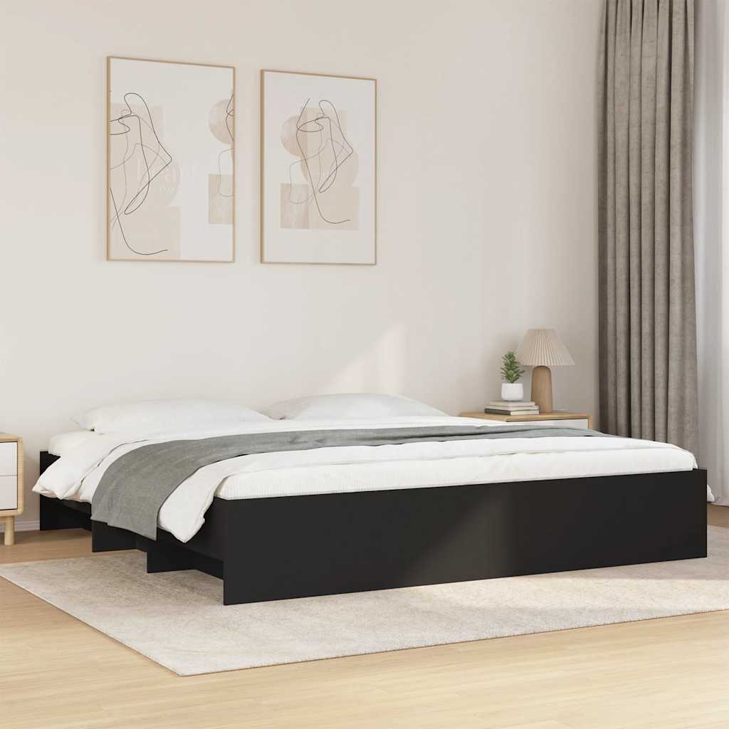 Bed Frame without Mattress 180x200cm Engineered Wood Black