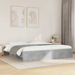 Bed Frame without Mattress 180x200cm Engineered Wood Concrete grey