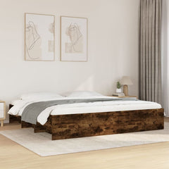 Bed Frame without Mattress 180x200cm Engineered Wood Smoked oak