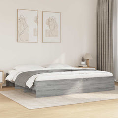 Bed Frame without Mattress 180x200cm Engineered Wood Grey sonoma