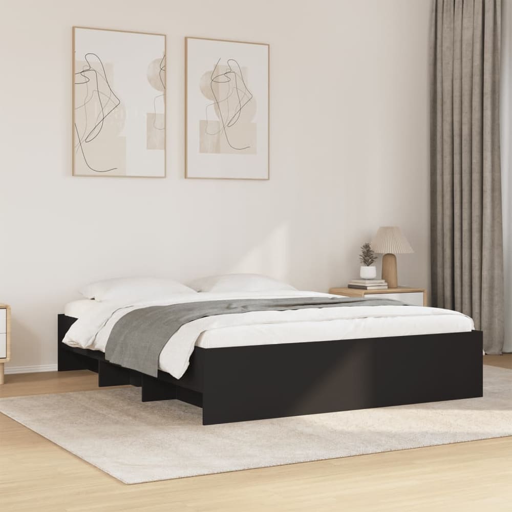 Bed Frame without Mattress 150x200 cm Engineered Wood Black