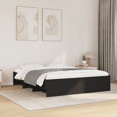 Bed Frame without Mattress 150x200 cm Engineered Wood Black