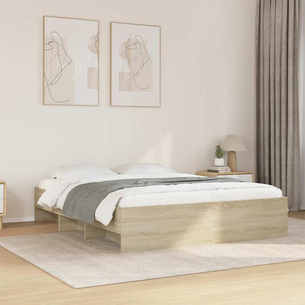 Bed Frame without Mattress 150x200 cm Engineered Wood Sonoma oak