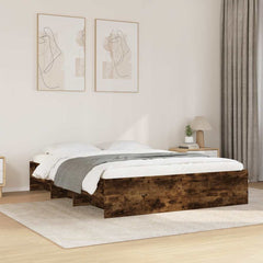 Bed Frame without Mattress 150x200 cm Engineered Wood Smoked oak
