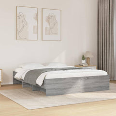 Bed Frame without Mattress 150x200 cm Engineered Wood Grey sonoma