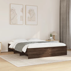 Bed Frame without Mattress 150x200 cm Engineered Wood Brown oak