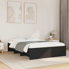 Bed Frame without Mattress 140x200 cm Engineered Wood Black