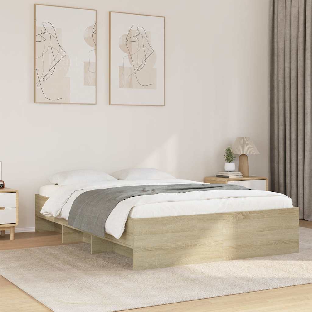 Bed Frame without Mattress 140x200 cm Engineered Wood Sonoma oak