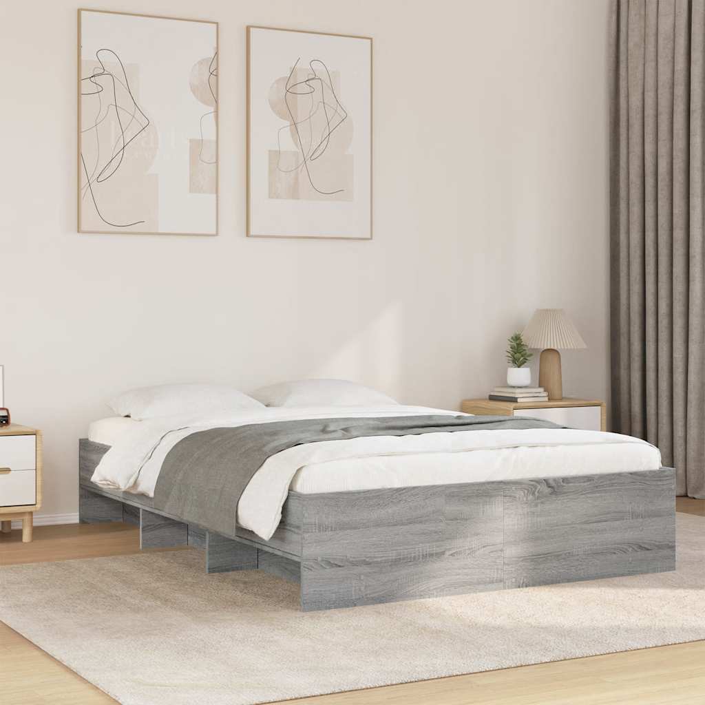 Bed Frame without Mattress 140x200 cm Engineered Wood Grey sonoma