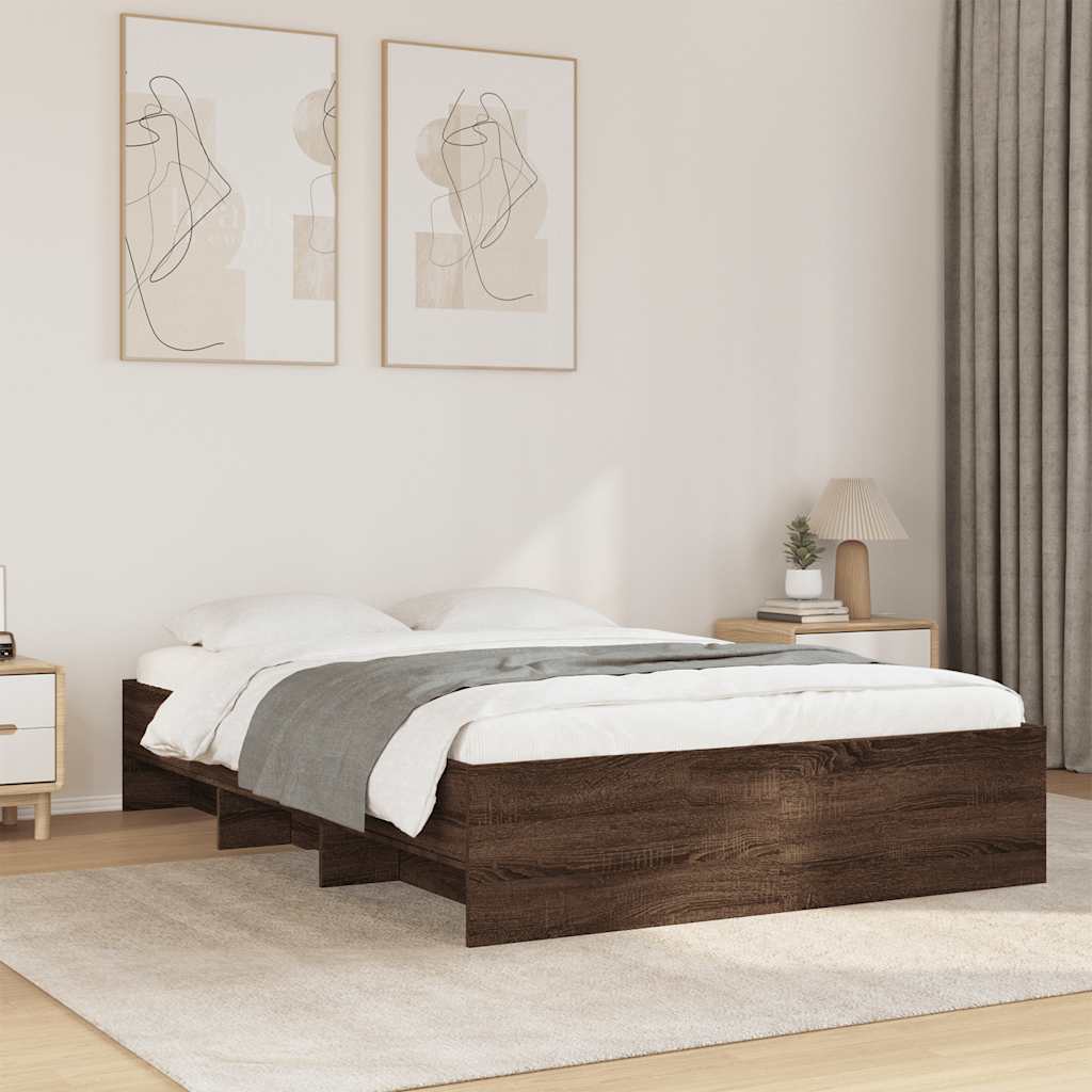 Bed Frame without Mattress 140x200 cm Engineered Wood Brown oak