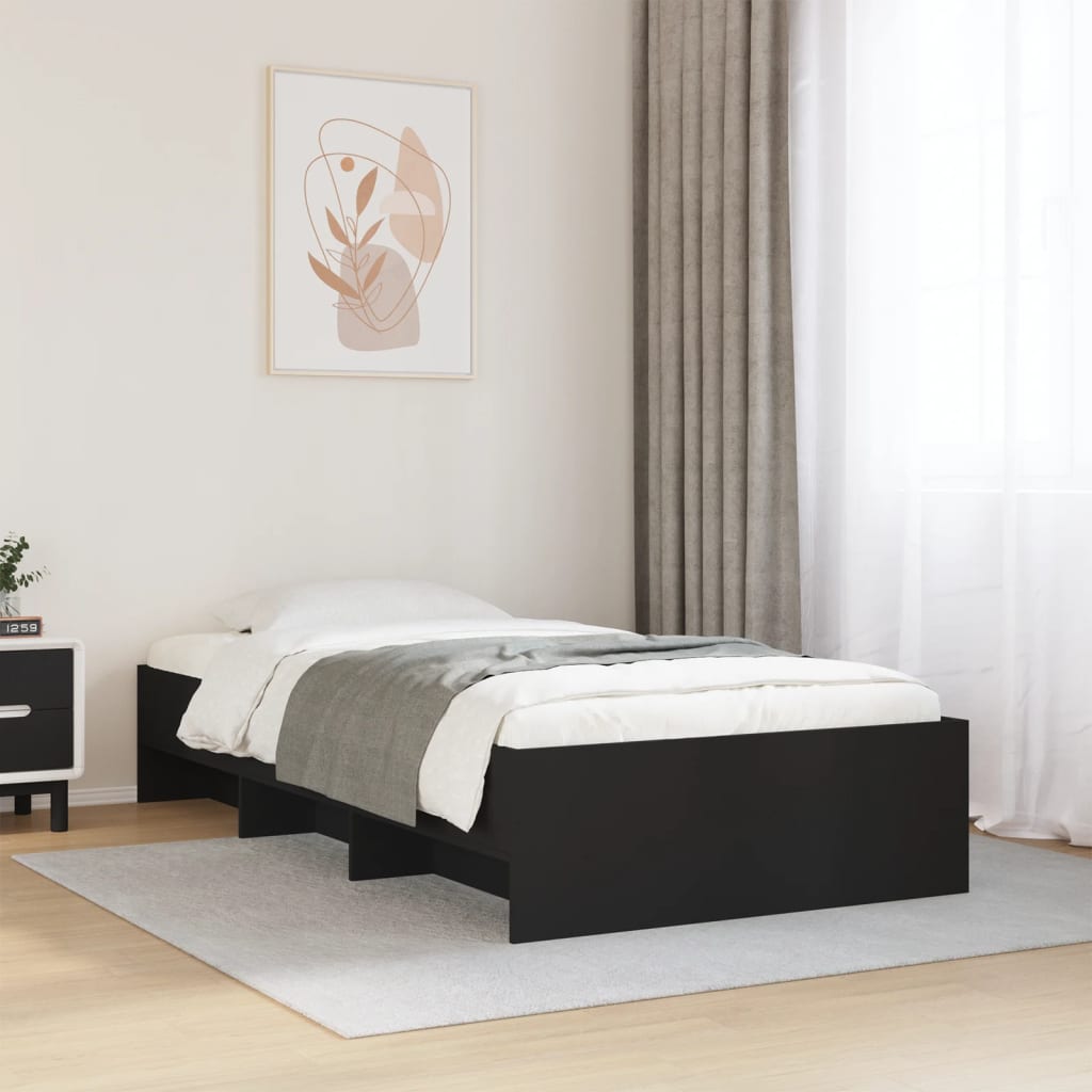 Bed Frame without Mattress Engineered Wood Black