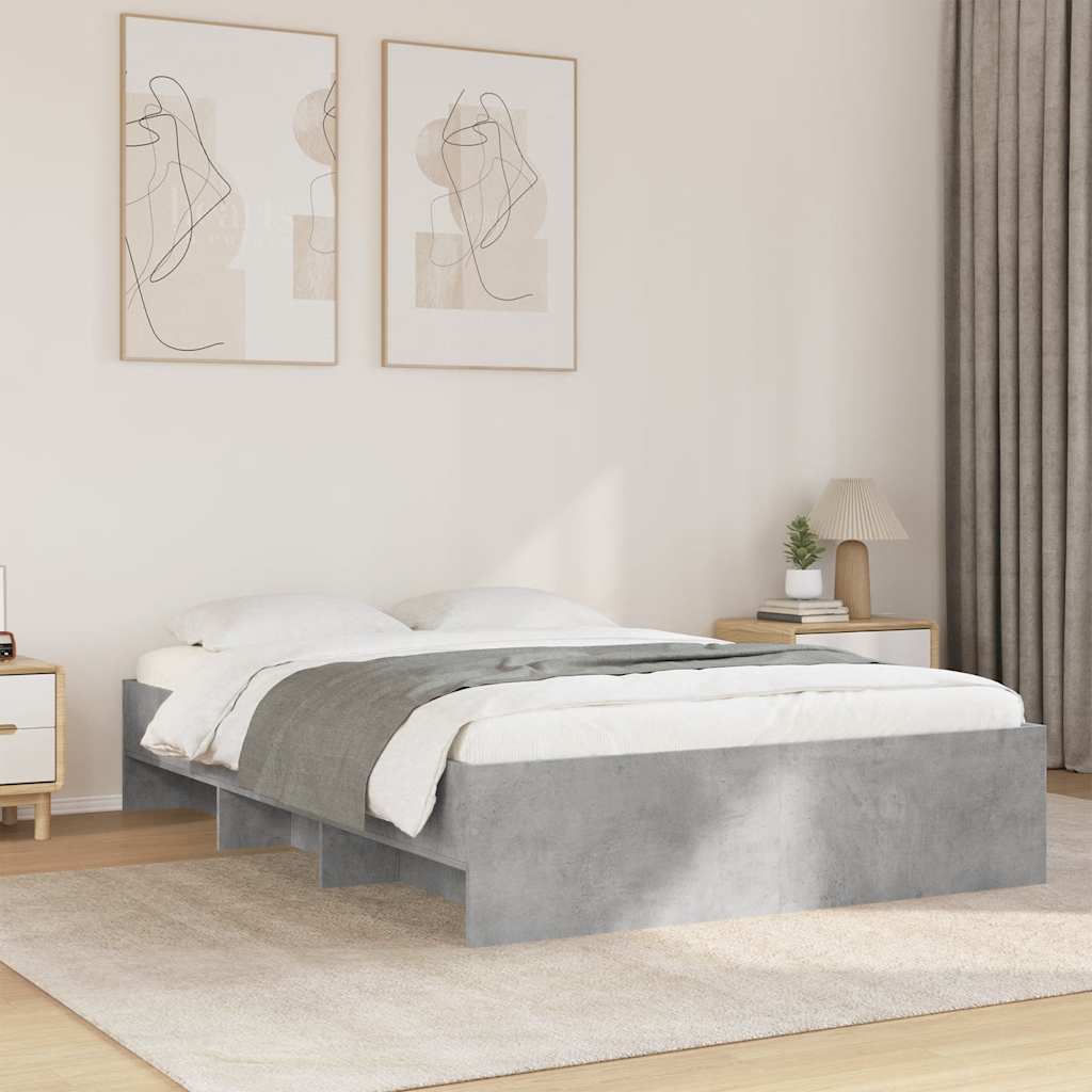 Bed Frame without Mattress 140x190 cm Engineered Wood Concrete grey