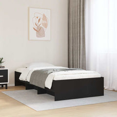Bed Frame without Mattress 75x190 cm Engineered Wood Black