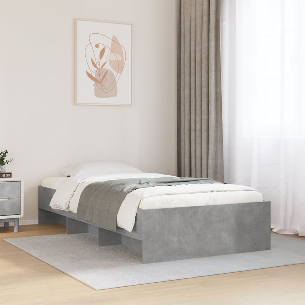 Bed Frame without Mattress 75x190 cm Engineered Wood Concrete grey