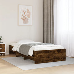 Bed Frame without Mattress 75x190 cm Engineered Wood Smoked oak
