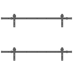 Sliding Door Hardware Kit Steel Black 152.5 cm 4