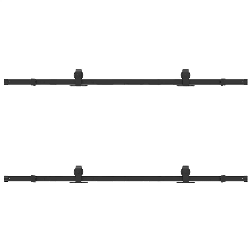 Sliding Door Hardware Kit Steel Black 183 cm 4
