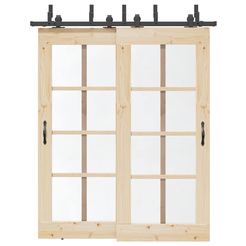 Sliding Door Hardware Kit Steel Black 183 cm 4