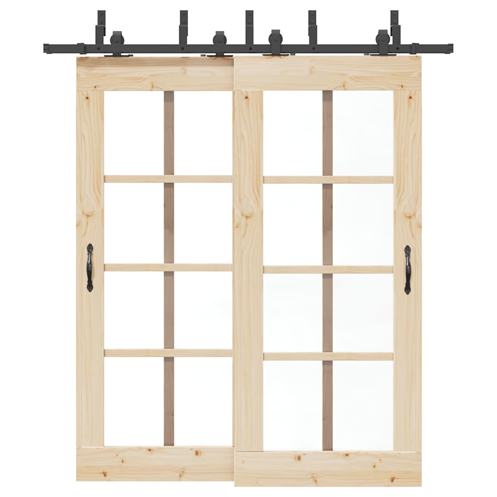 Sliding Door Hardware Kit Steel Black 200 cm 4