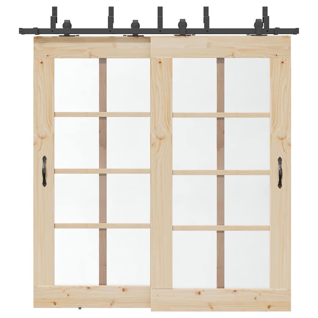 Sliding Door Hardware Kit Steel Black 213.5 cm 4
