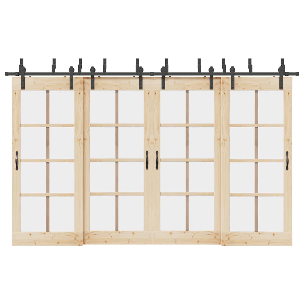 Sliding Door Hardware Kit Steel Black 183 cm 8