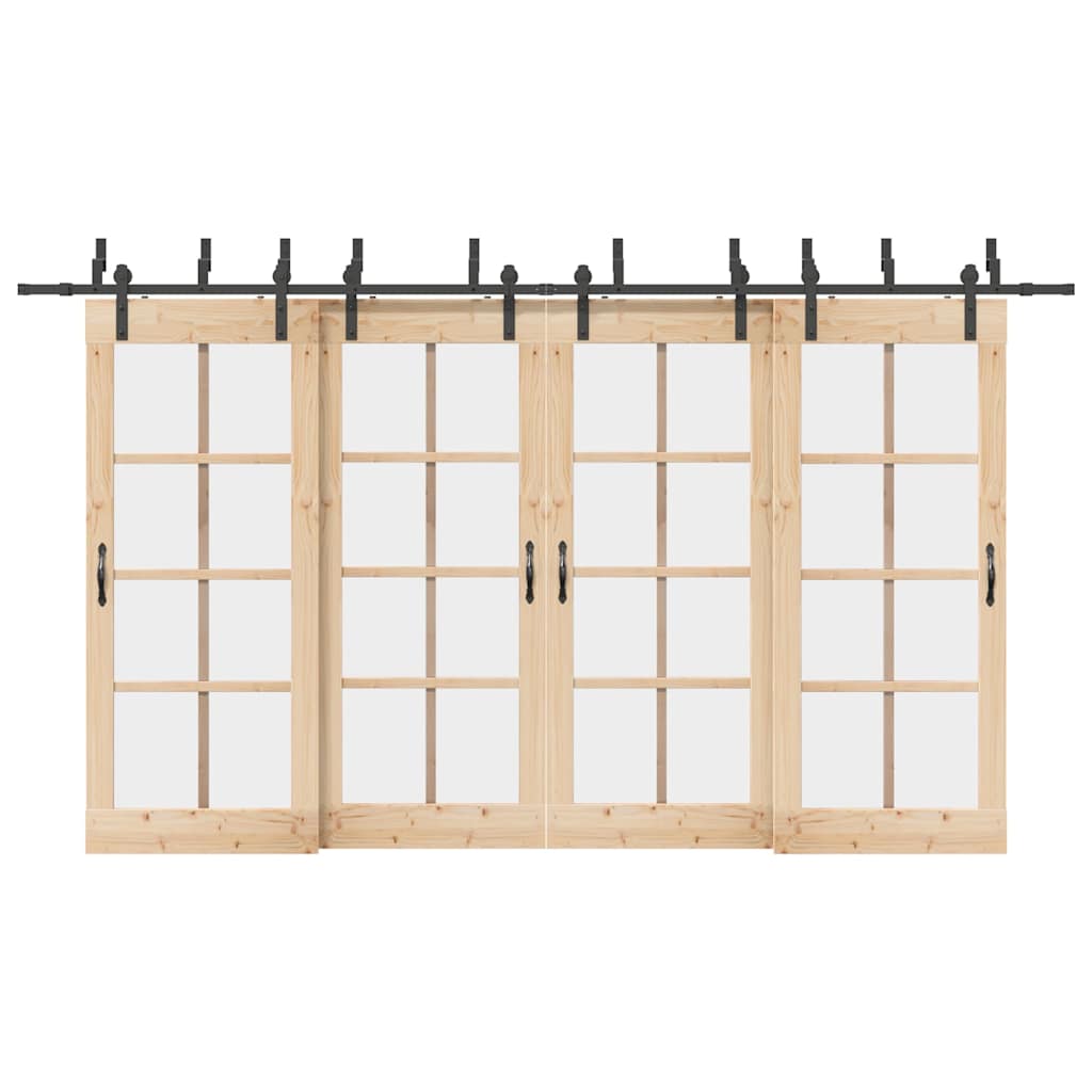 Sliding Door Hardware Kit Steel Black 200 cm 8