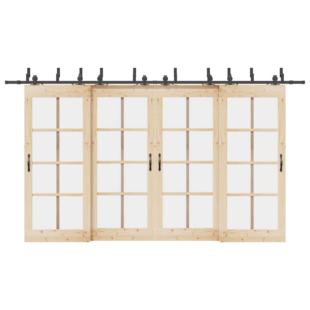 Sliding Door Hardware Kit Steel Black 200 cm 8
