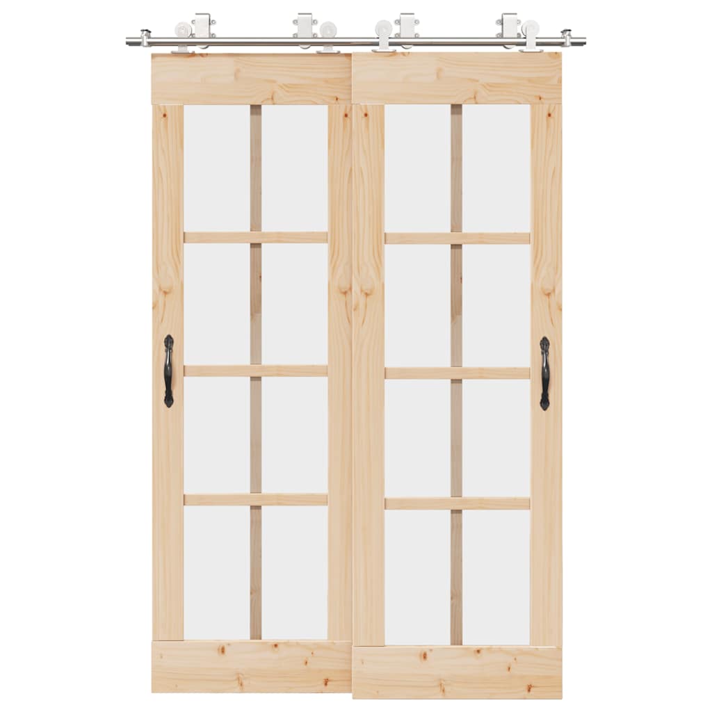 Sliding Door Hardware Kit Stainless Steel Silver 183 cm