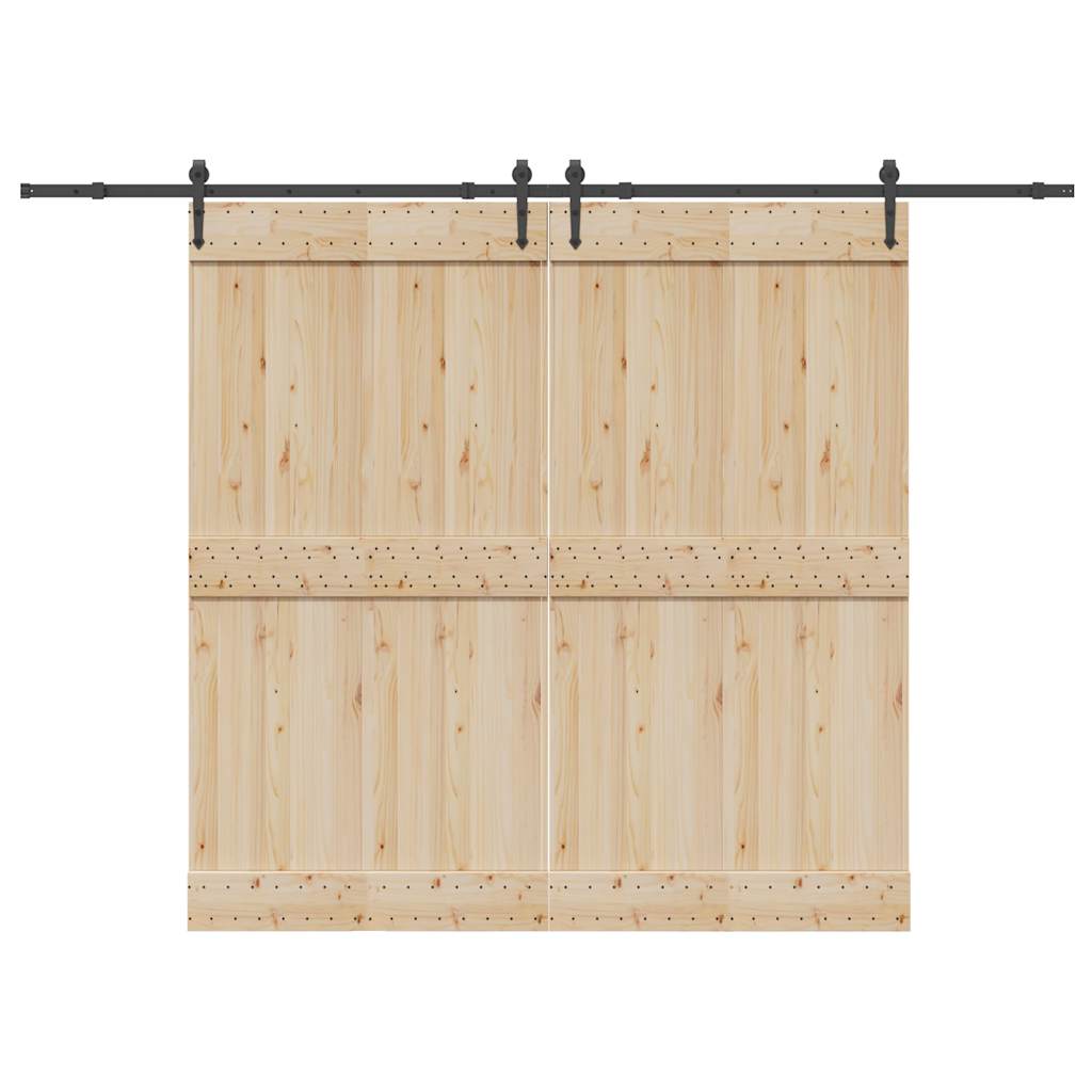 Sliding Door Hardware Kit 305 cm Steel Black 152.5 cm