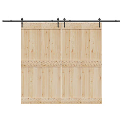 Sliding Door Hardware Kit 305 cm Steel Black 152.5 cm