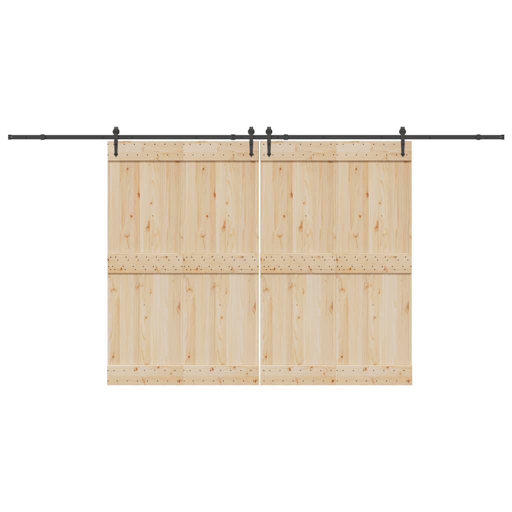 Sliding Door Hardware Kit 305 cm Steel Black 213.5 cm