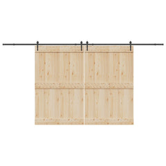 Sliding Door Hardware Kit 305 cm Steel Black 213.5 cm