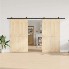 Sliding Door Hardware Kit 366 cm Steel Black 183 cm
