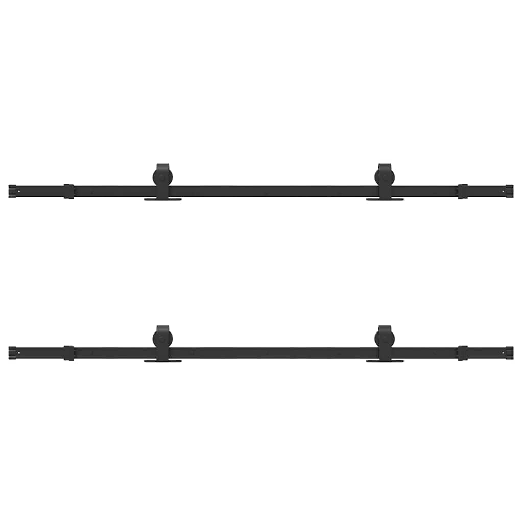 Sliding Door Hardware Kit 366 cm Steel Black 183 cm