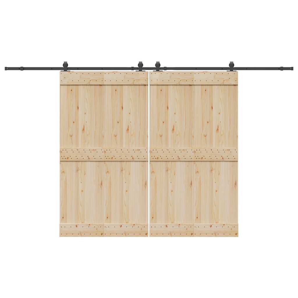 Sliding Door Hardware Kit 366 cm Steel Black 183 cm